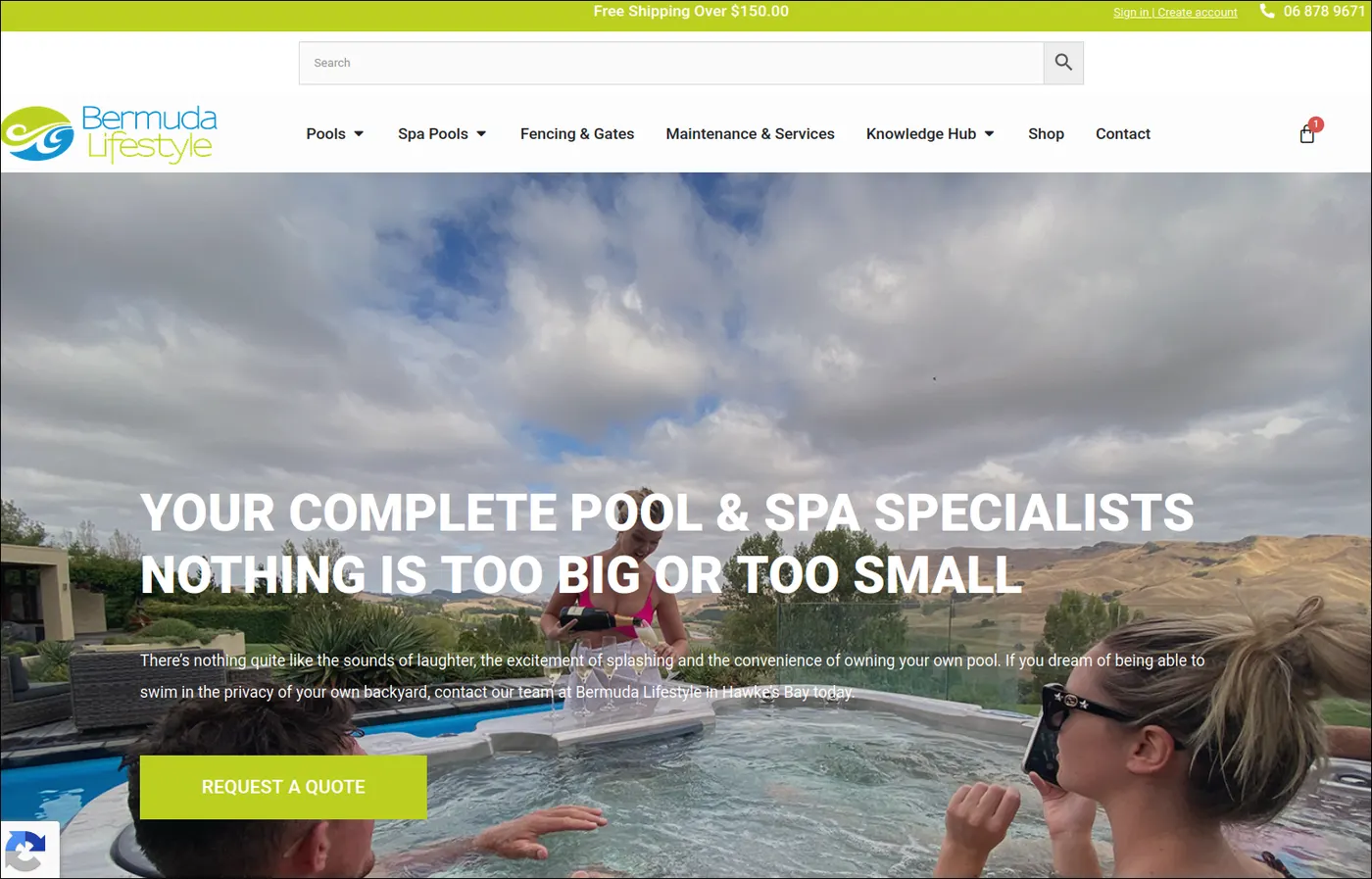 Bermuda Lifestyle Pools & Spas website built by Hyper Digital
