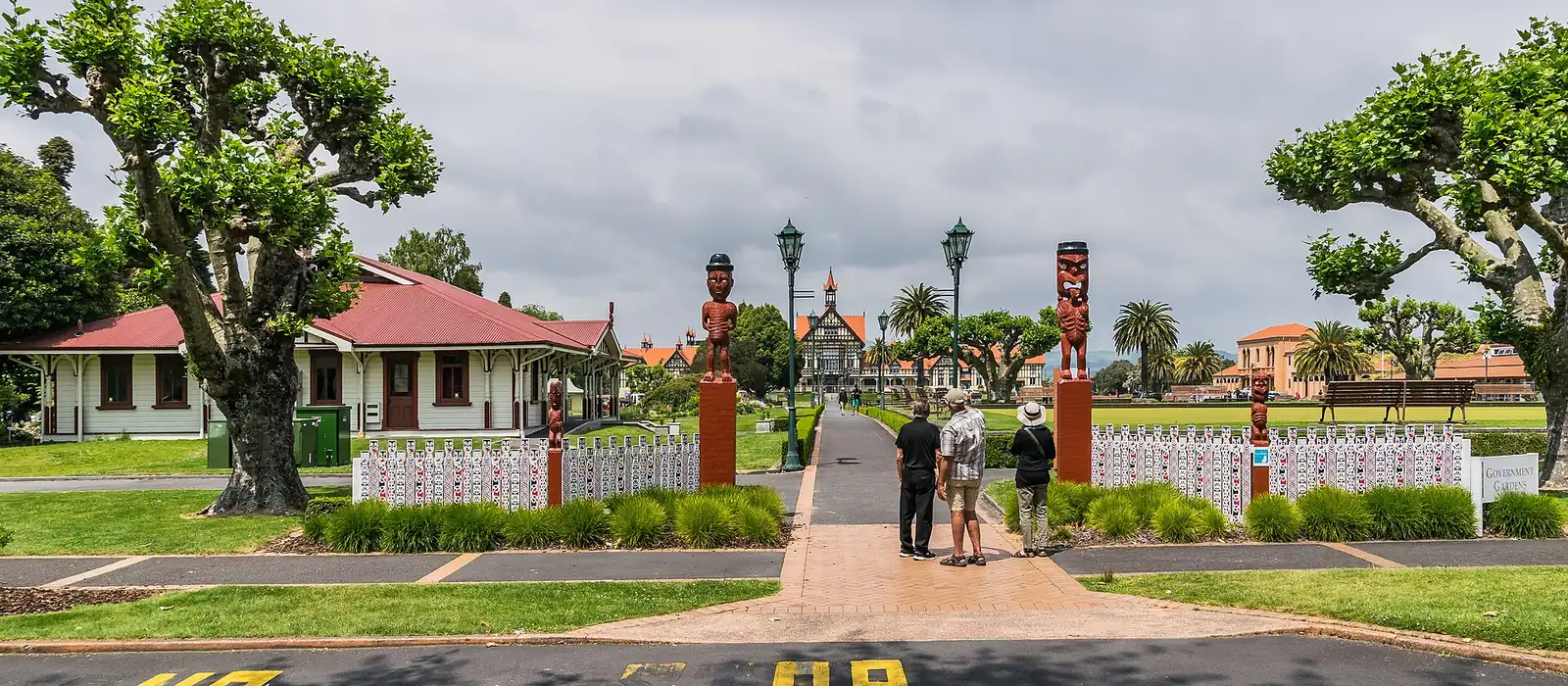 The carved entrance to the Government Gardens in Rotorua