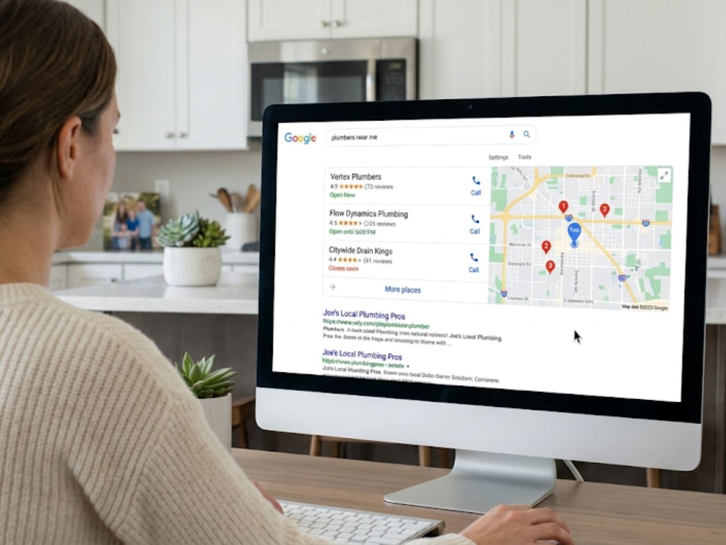 A customer searching Google for a local tradie